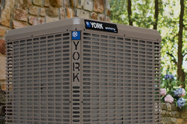 a york heat pump newly installed outside